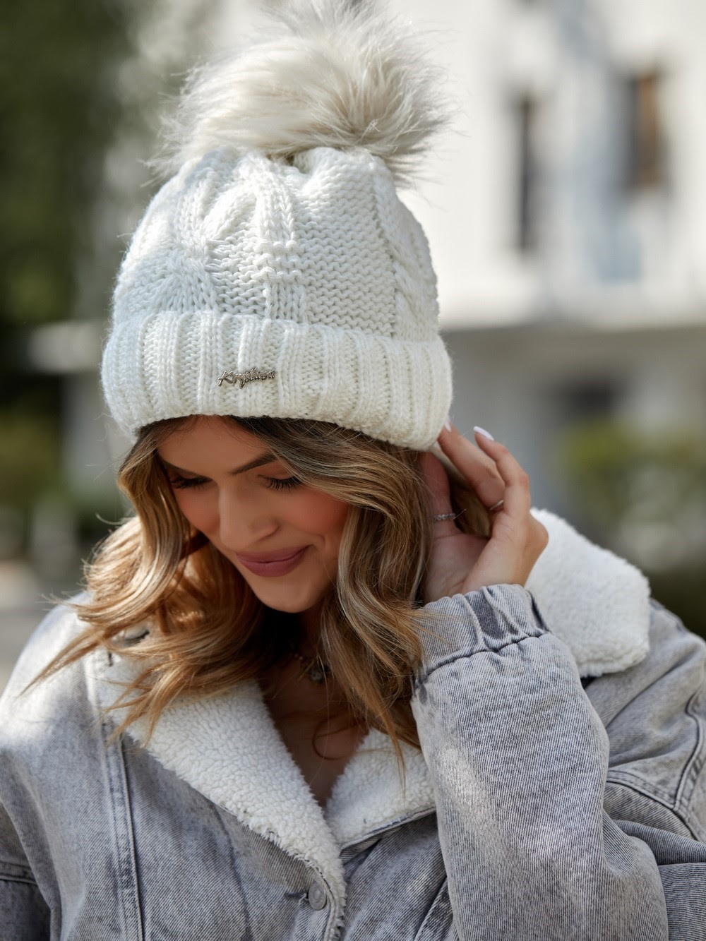 Cream winter cap