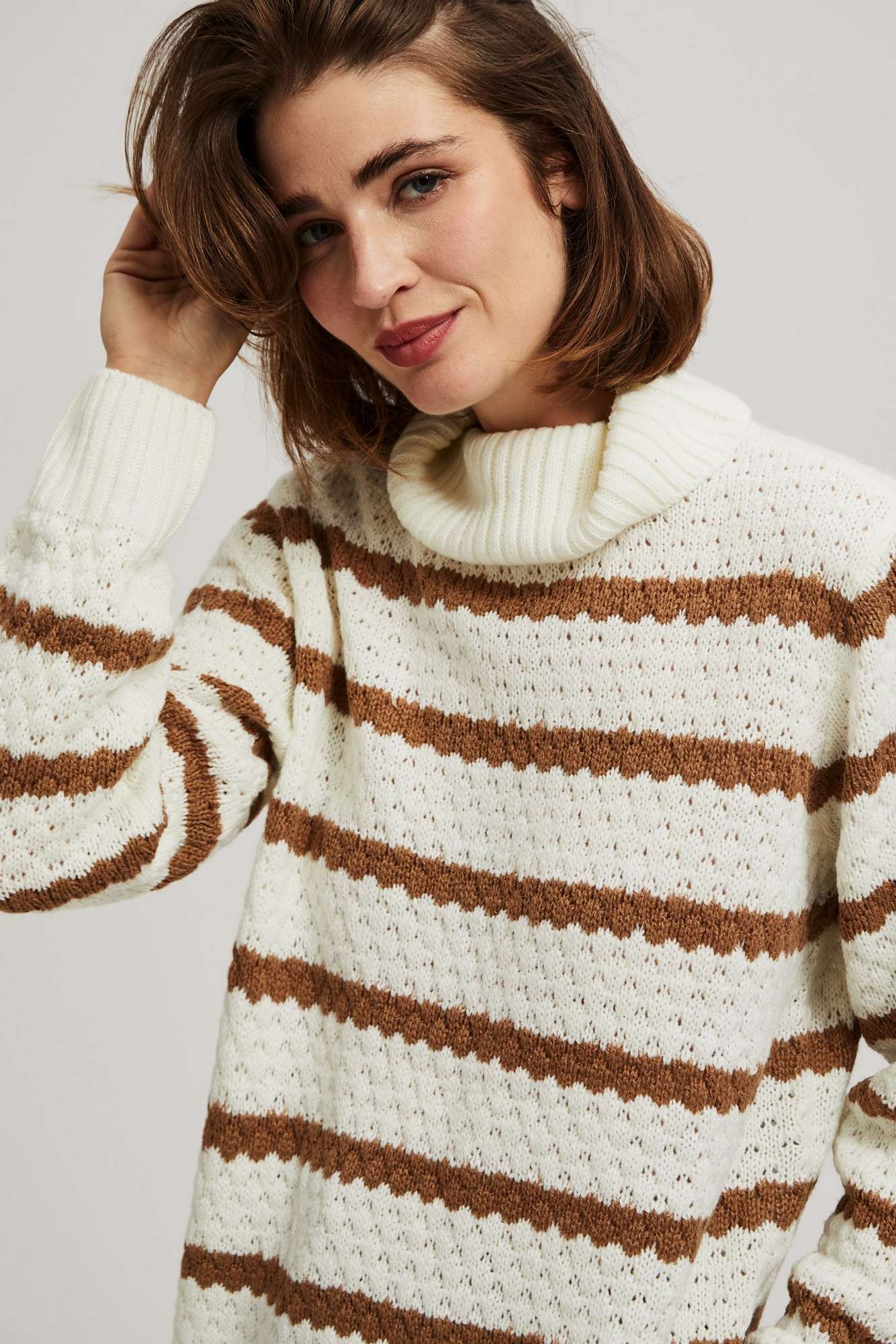 Striped turtleneck sweater