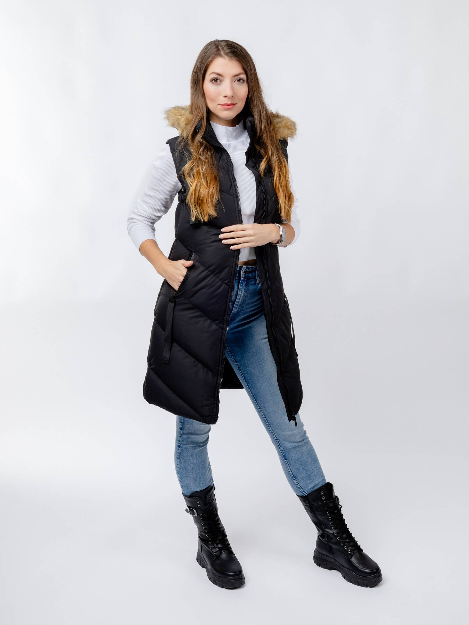 Women's quilted vest GLANO - black