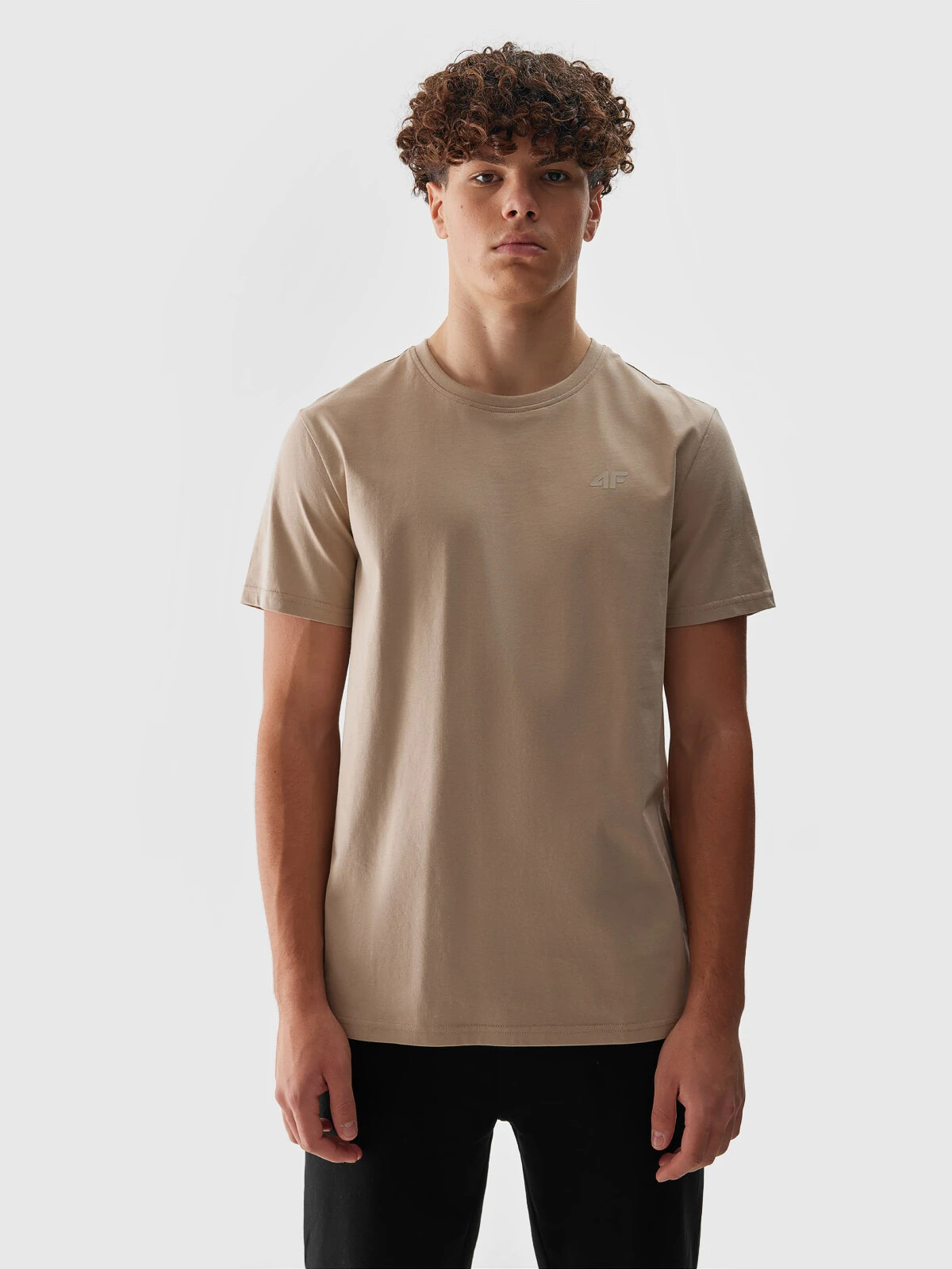 Men's Plain T-Shirt Regular 4F - Beige