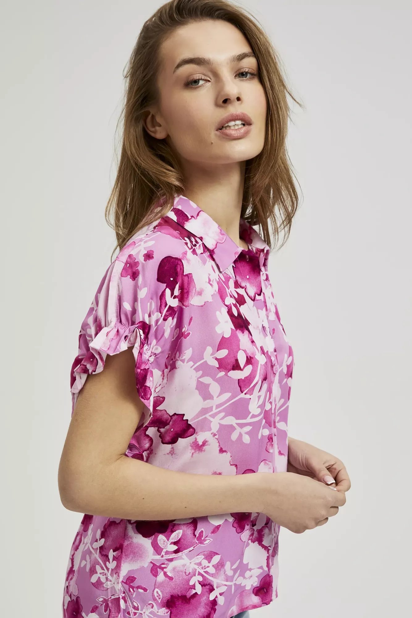 Women's patterned shirt MOODO - pink