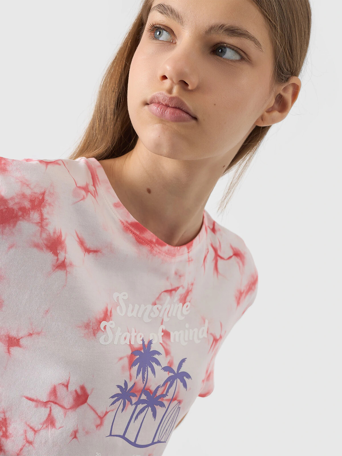 Girls' T-shirt with 4F print - multicolored