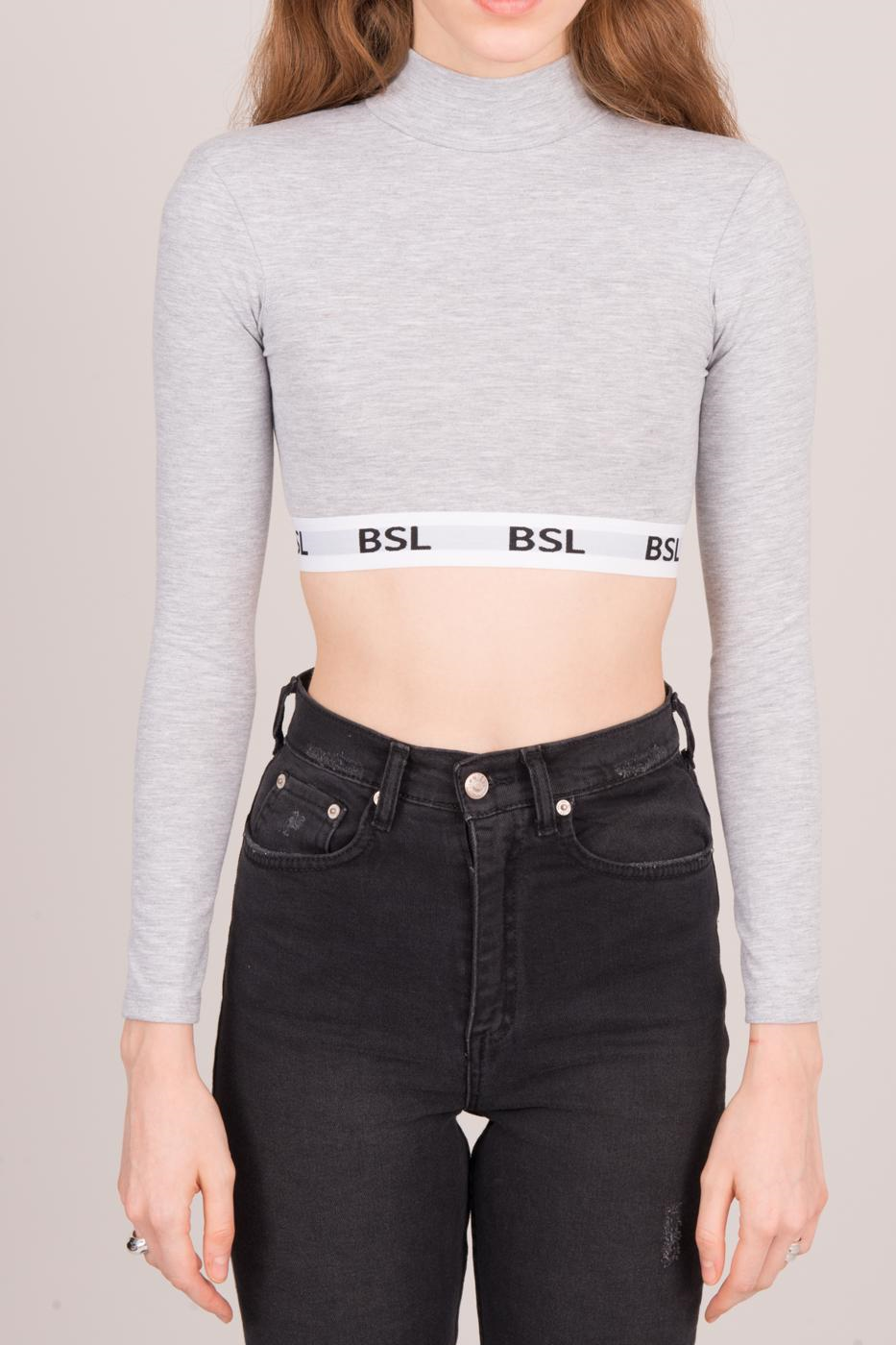 BSL Gray turtleneck scurt de top