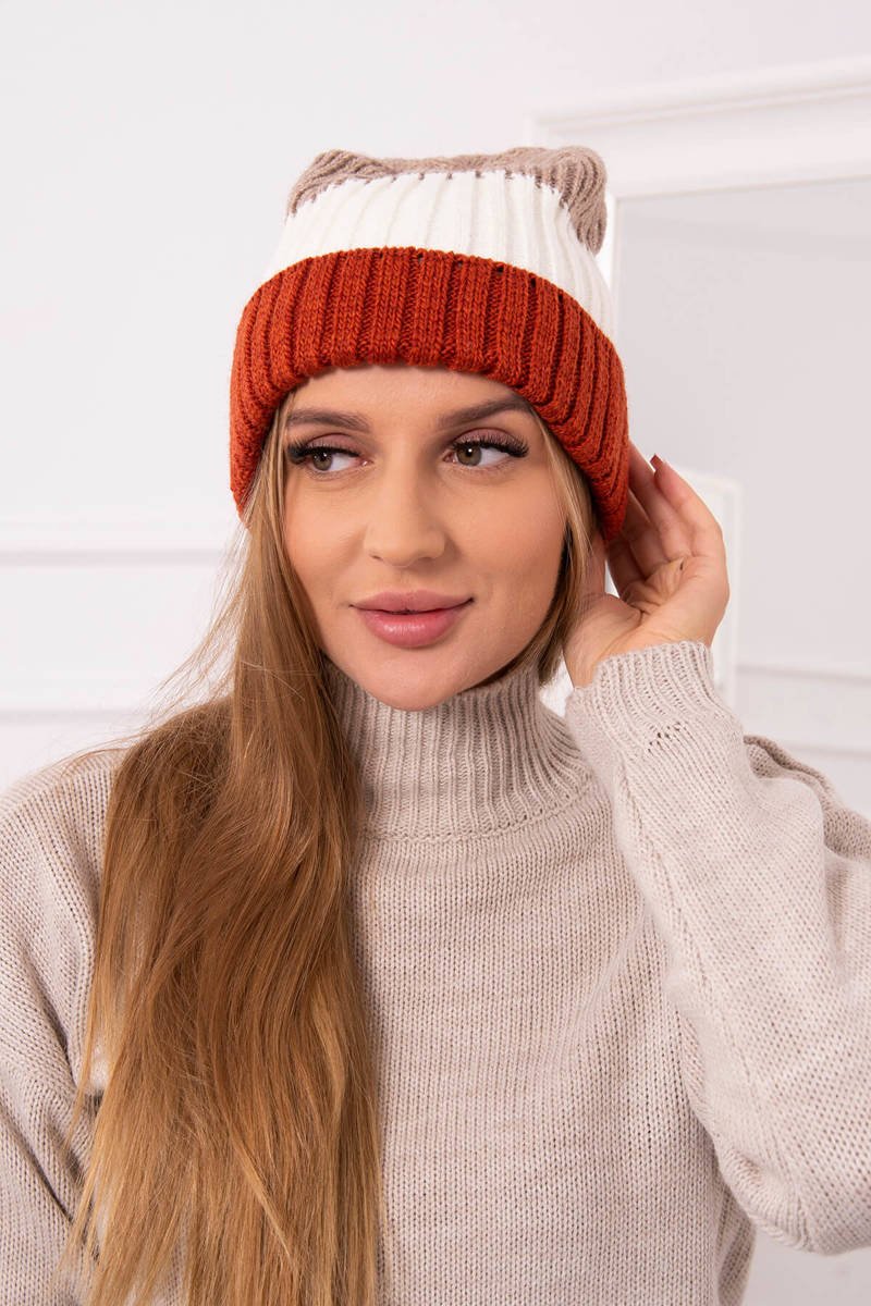 Beanie with fleece Bojana K265 foxy+ecru+beige