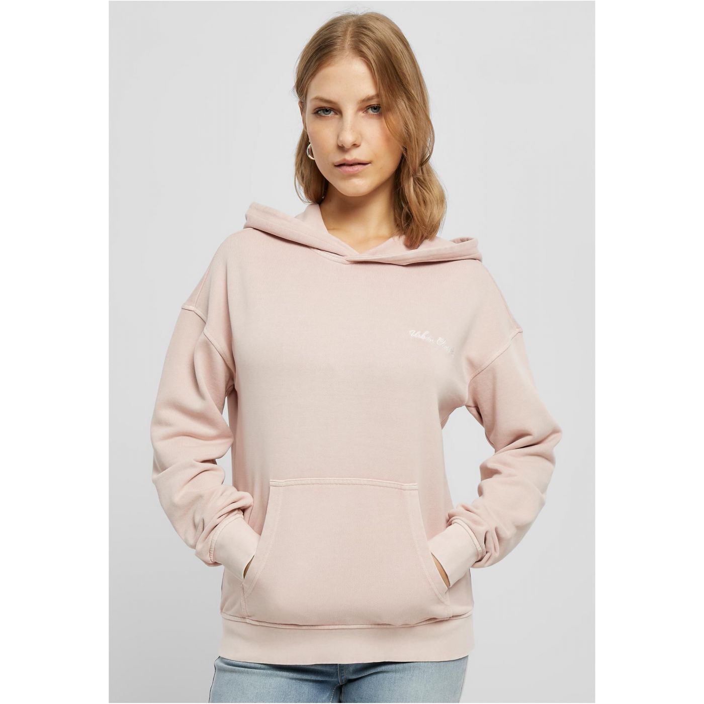 Women's Small Embroidery Terry Hoody Pink