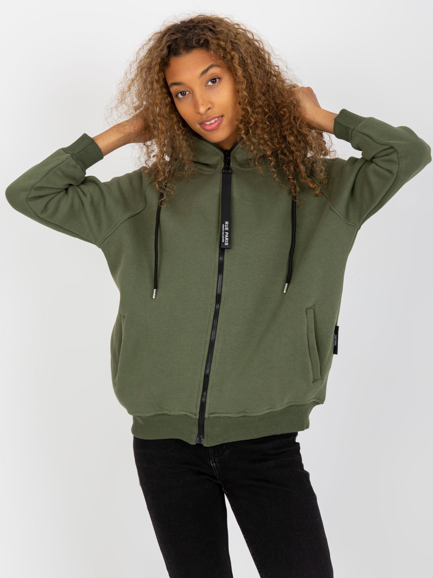 Βασικό hoodie Khaki RUE PARIS