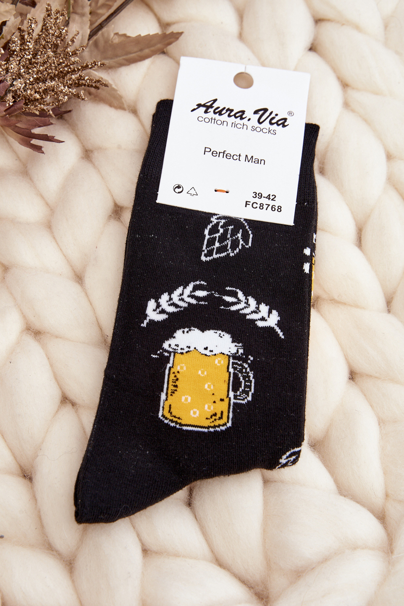 Levně Pánské vzorované ponožky Beer Black