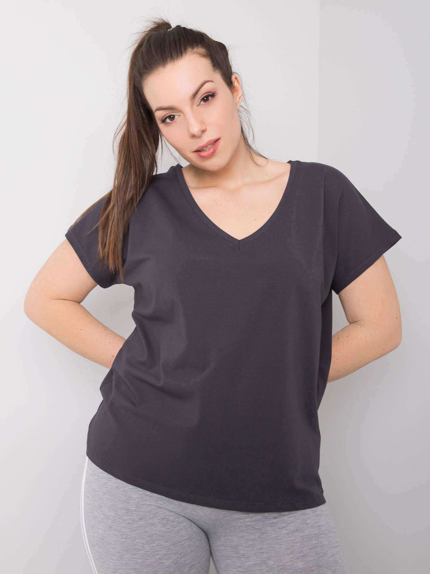 Women's V-shirt With Graphic V-neck In Oversized Sizes