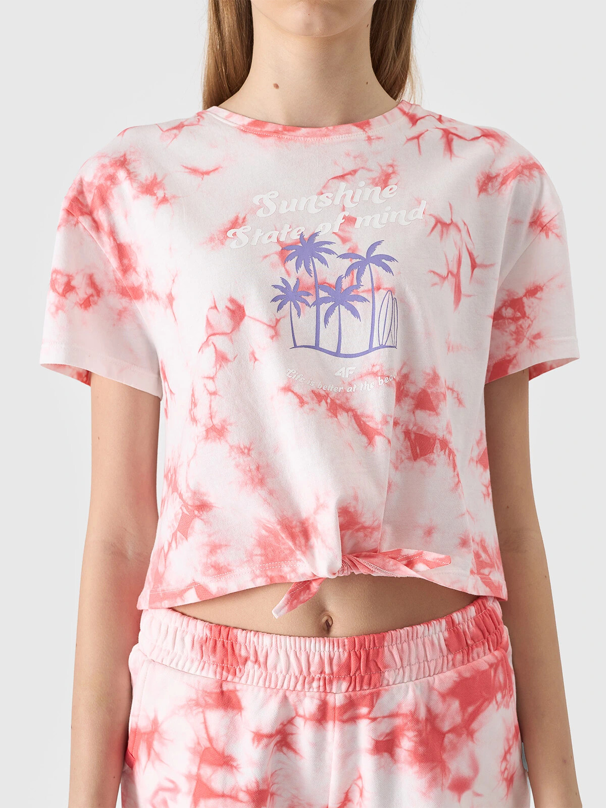 Girls' T-shirt with 4F print - multicolored