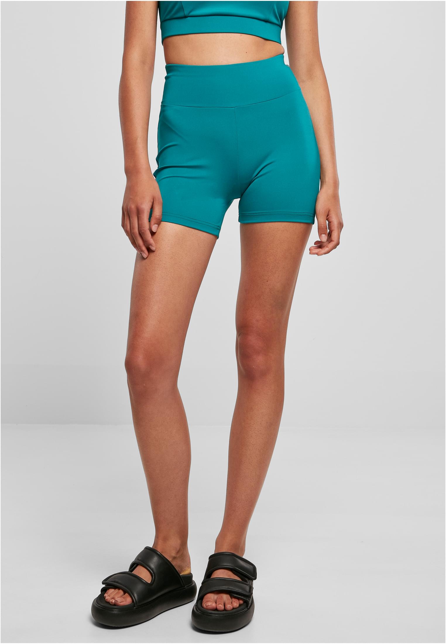 Women's Recycled High Waist Cycle Hot Pants - Watergreen