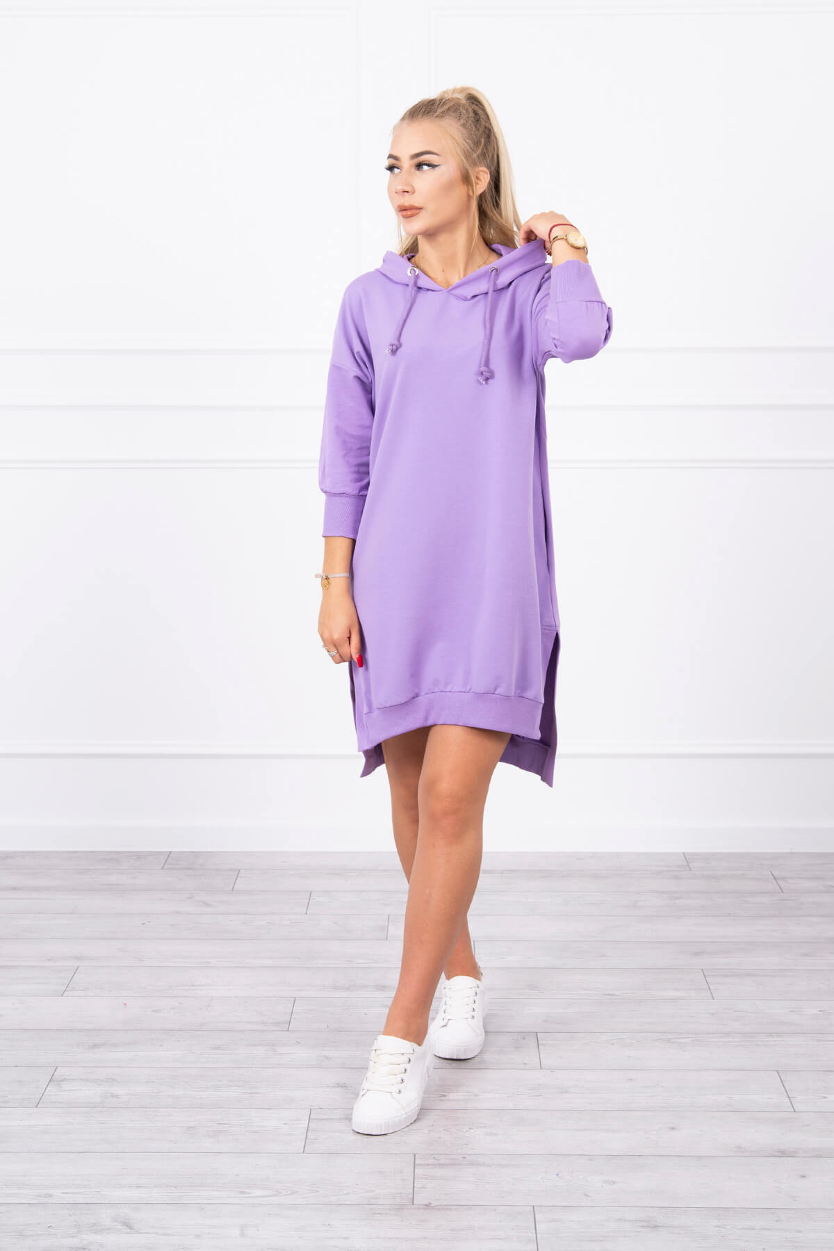 Dress With Hood And Longer Back Purple