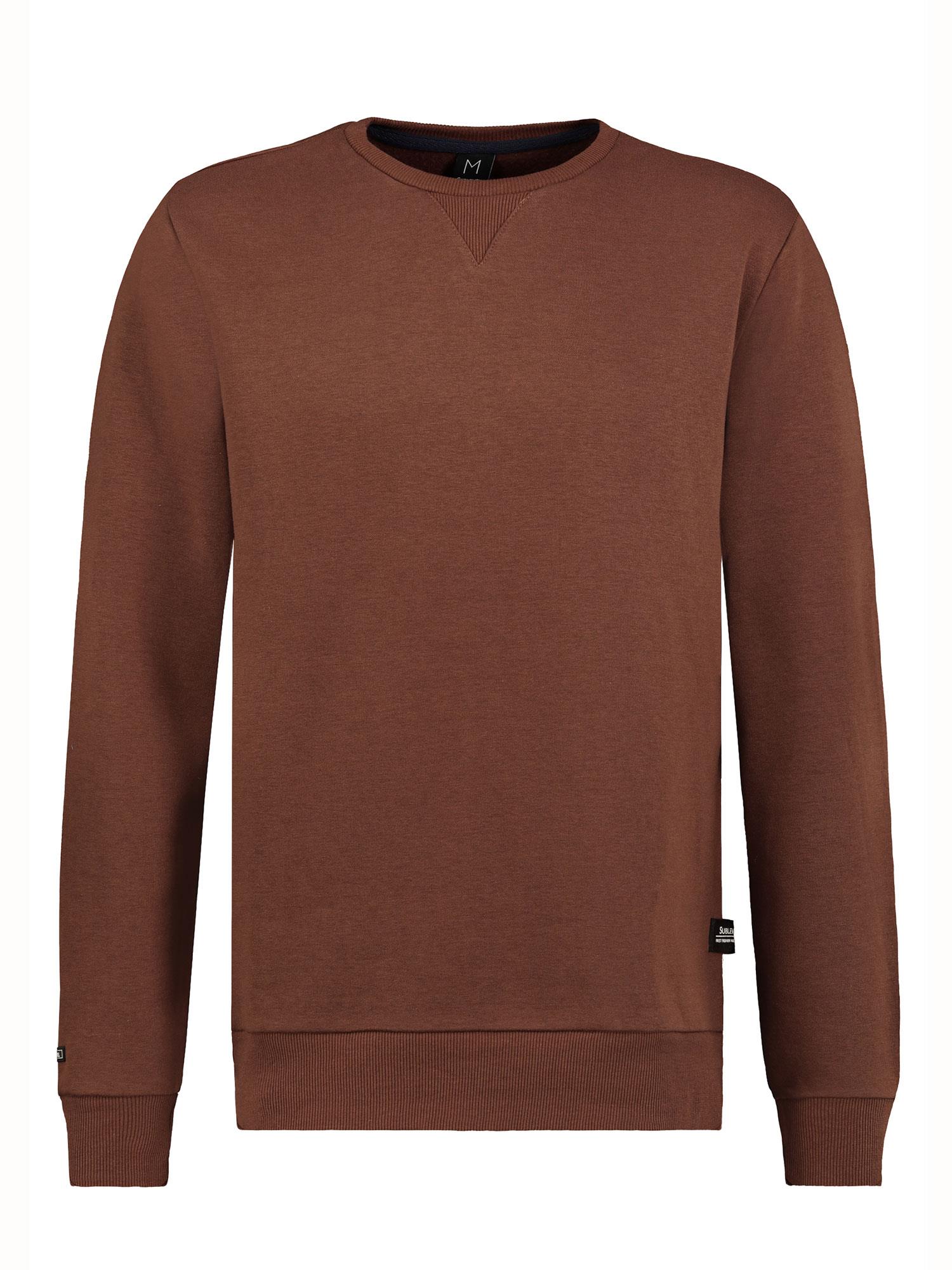 Dark brown men's sweatshirt SUBLEVEL with a round neckline
