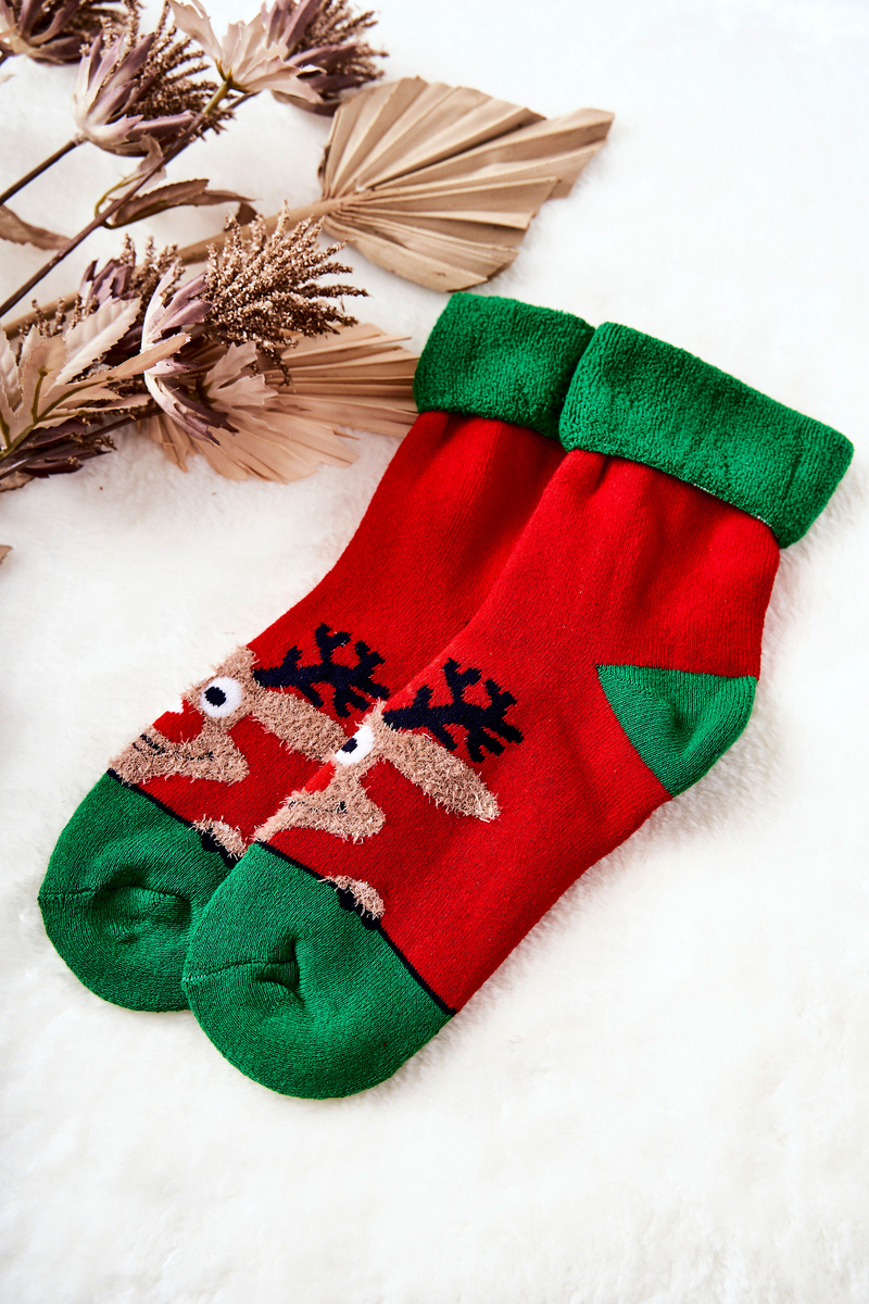 Christmas socks reindeer red and green
