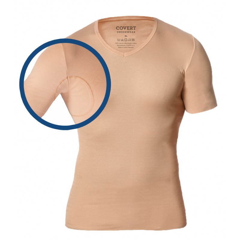 Levně Tělové skinny tričko pod košili s potítky Covert Underwear