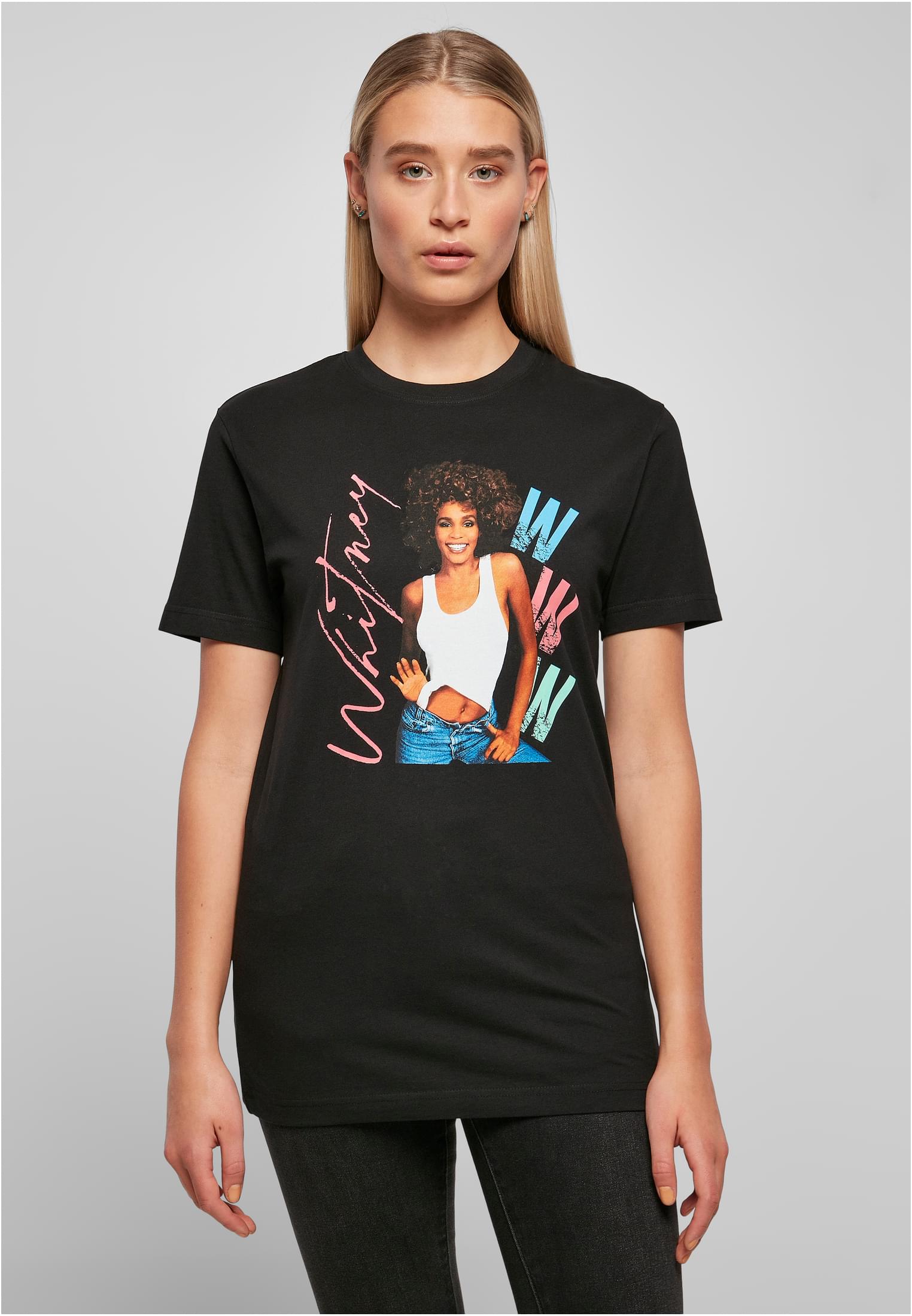 Levně Dámské tričko Whitney Houston WWW černé