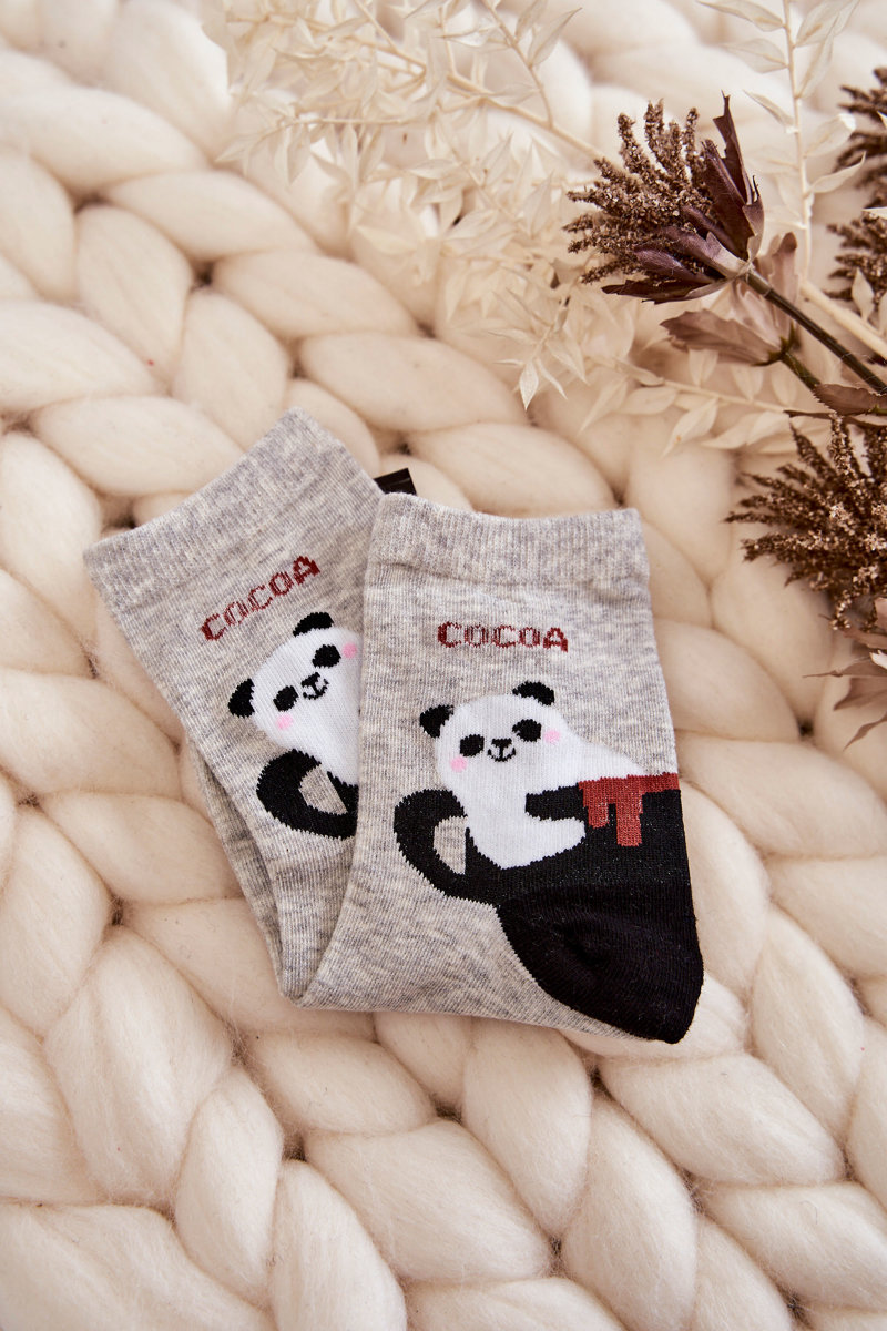 Women's Funny Socks Panda V Goblet Gray
