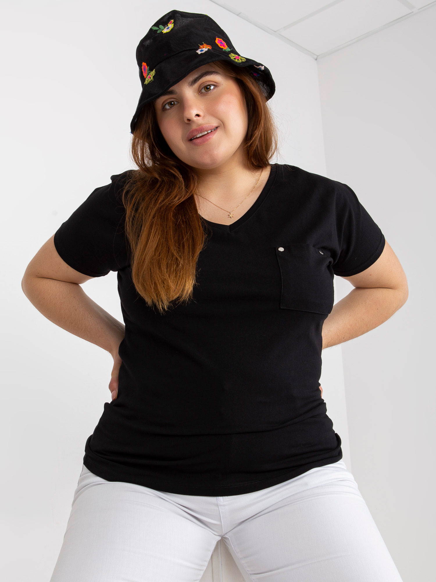 Black Women's Basic Cotton T-shirt Plus Size