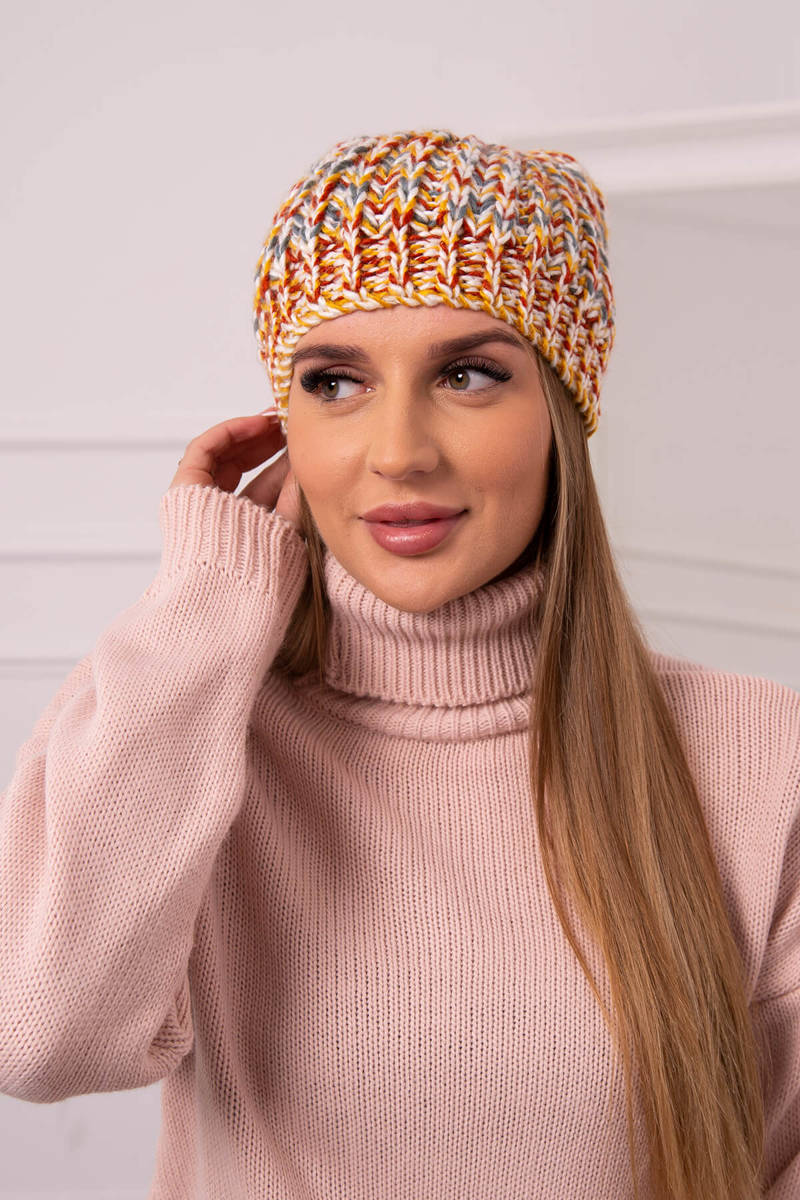 Cap with pompom Maria K335 mustard