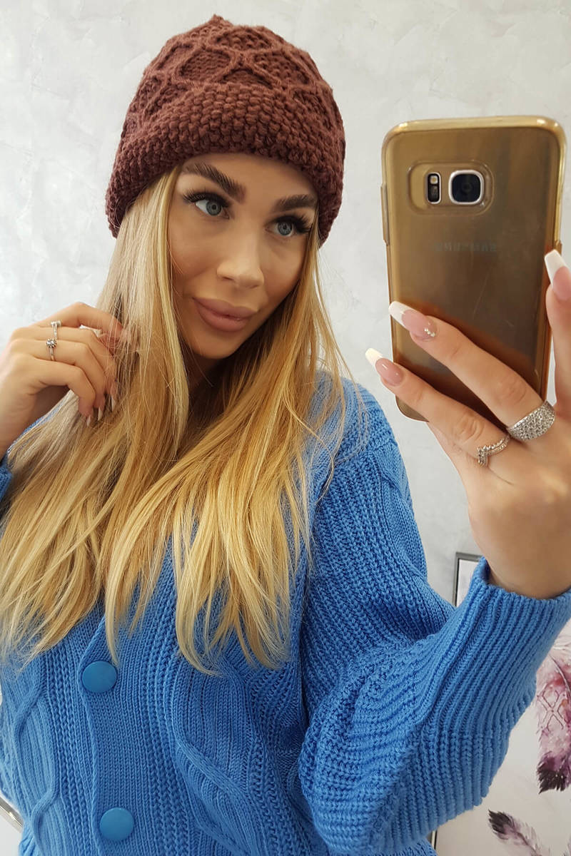 Beanie with fleece Roma Bis K235 brown