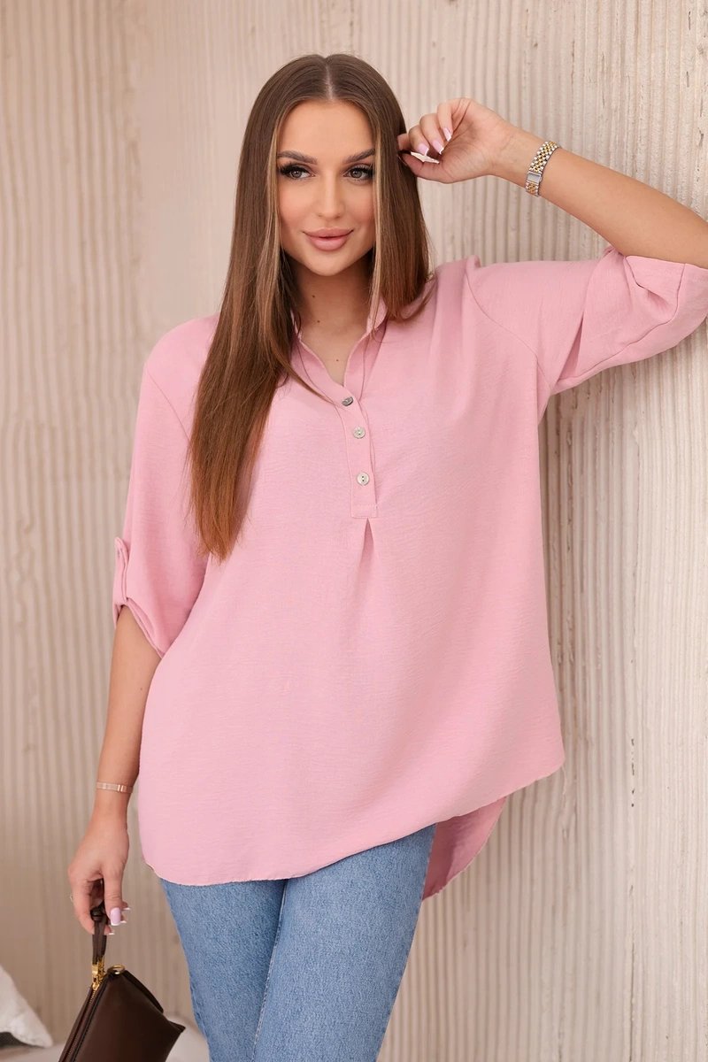 Blouse with a longer back powder pink