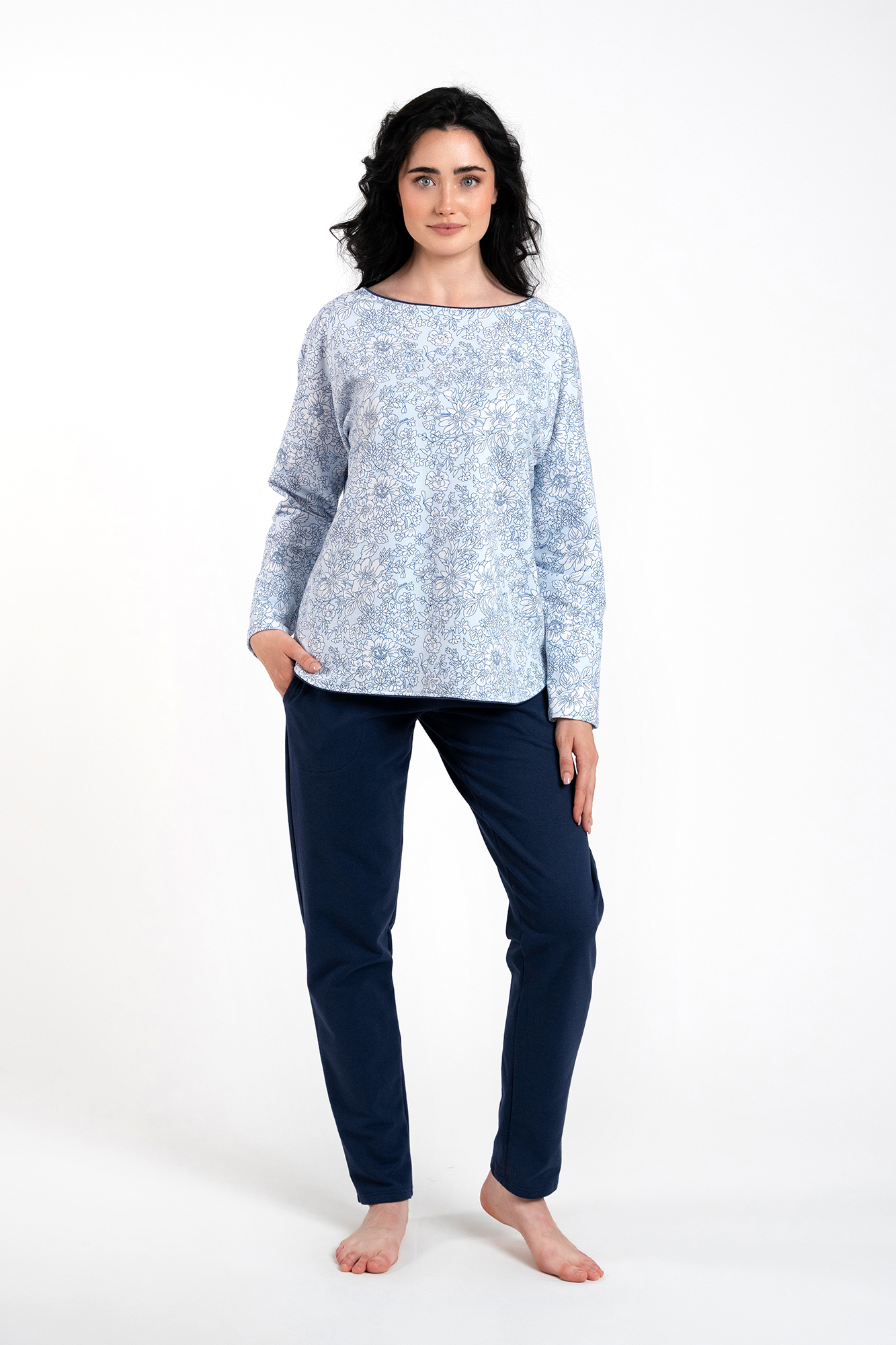 Women's Pyjamas Gracjela, Long Sleeves, Long Trousers - Print Blue/navy Blue