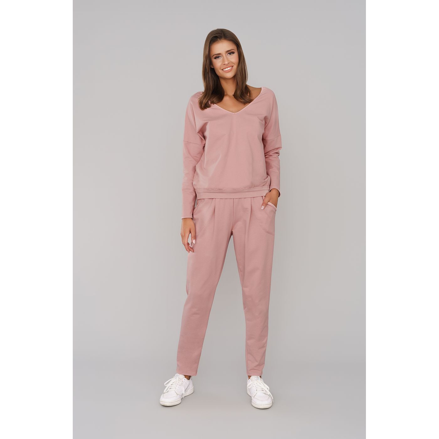 Karina women&#039;s tracksuit with long sleeves, long pants - powder pink