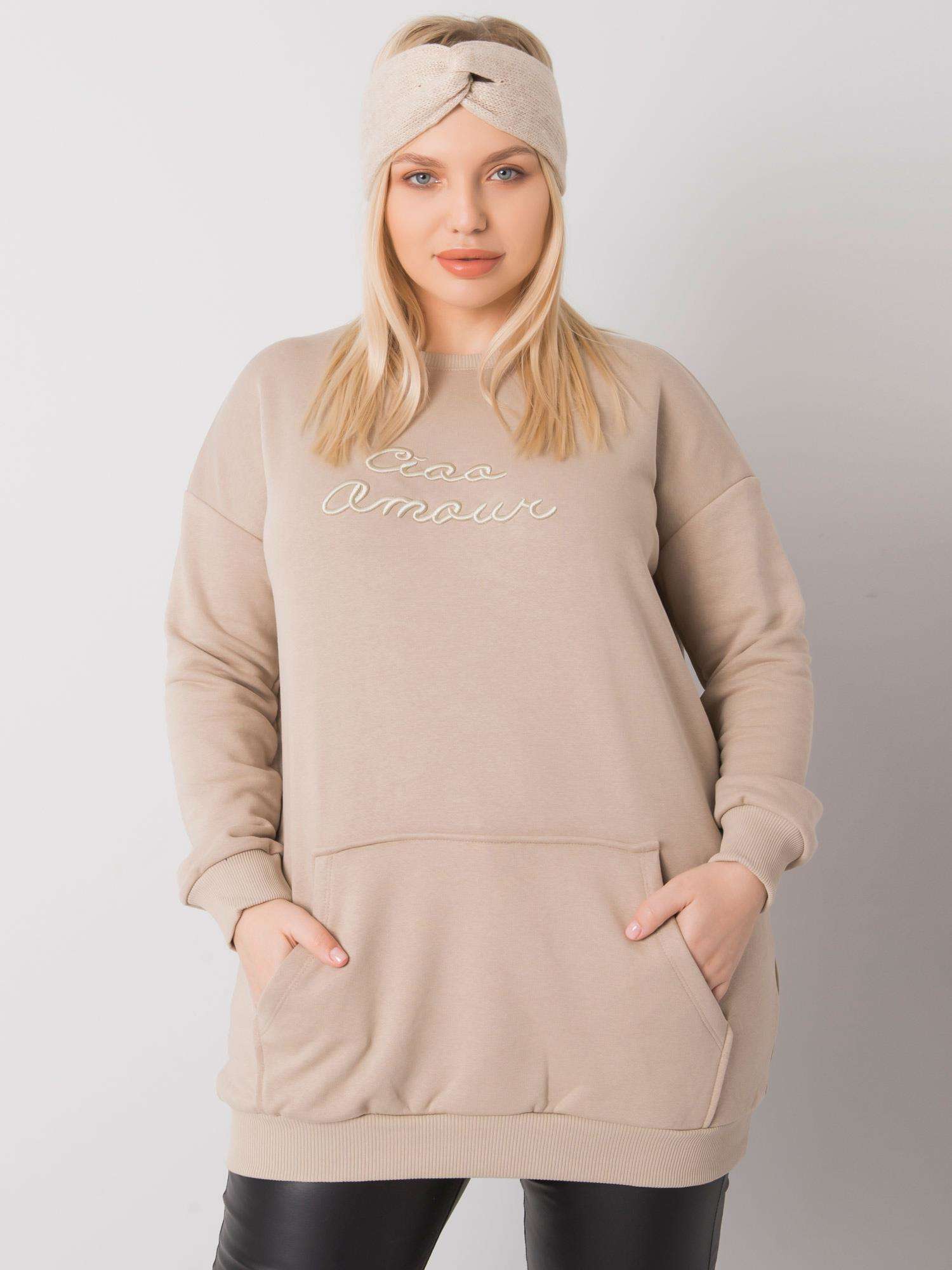 Plus dimensiune bej cangur tricou