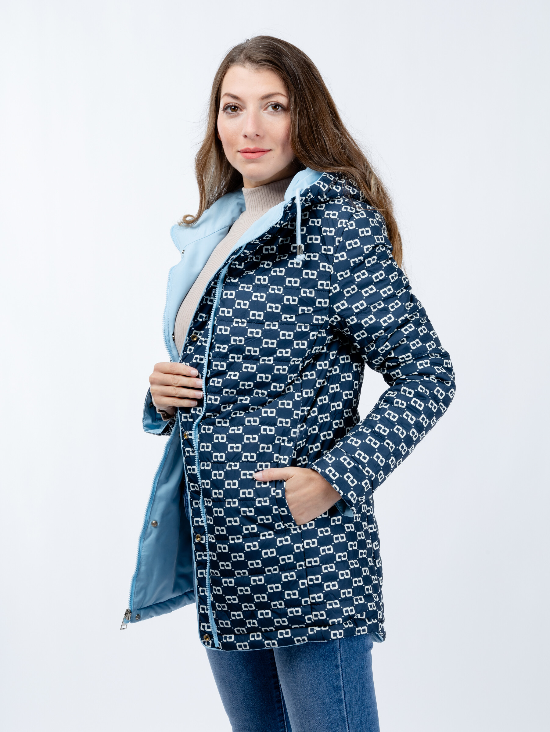 Women's reversible parka GLANO - light/dark blue