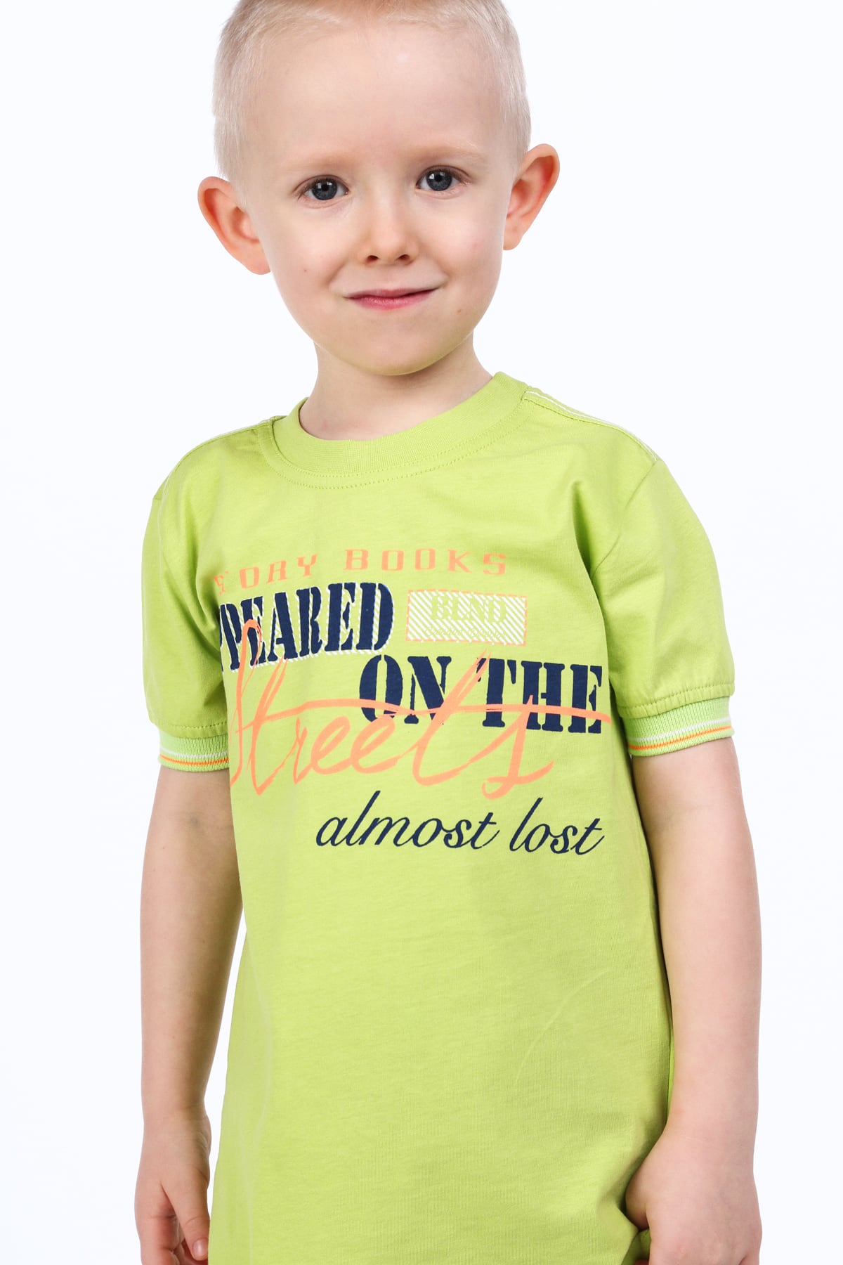 Lime boys' T-shirt with inscriptions
