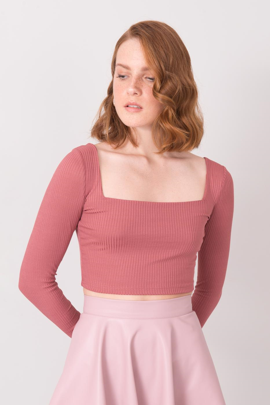 Bluza cu nervuri roz BSL