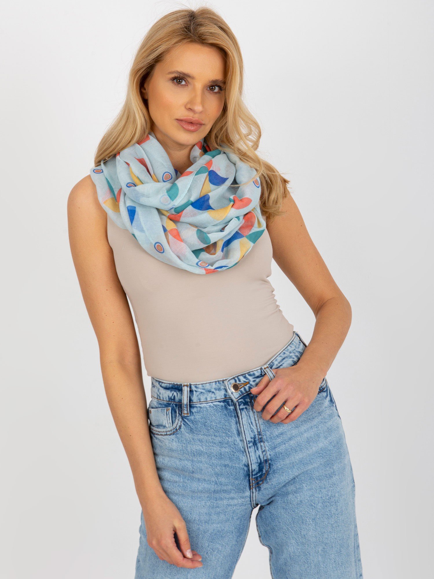 Women's tunnel scarf with print - blue