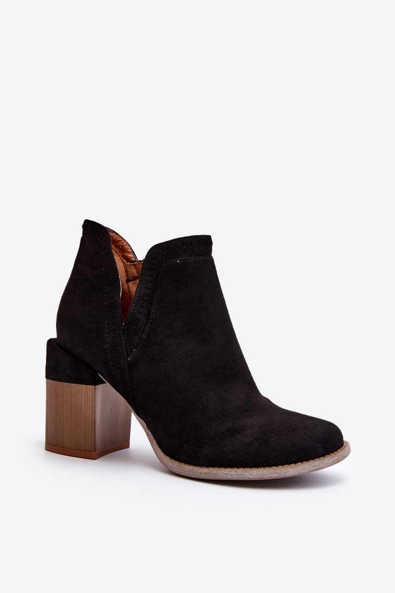 Black Jolnima ankle boots with a massive high heel with a cutout