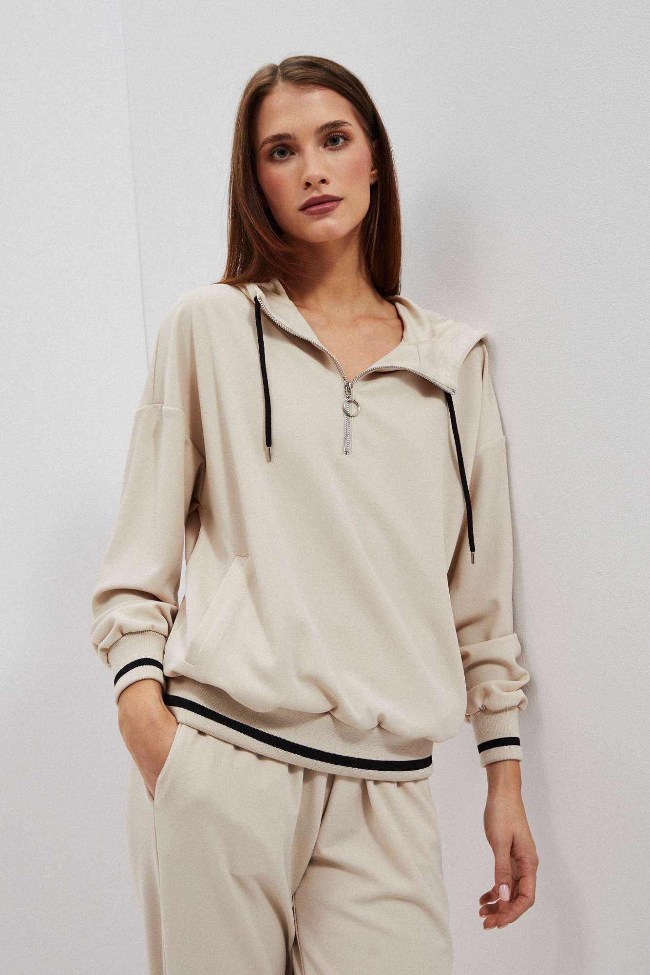 WOMEN'S SWEATSHIRT L-BL-4014 LBEIGE