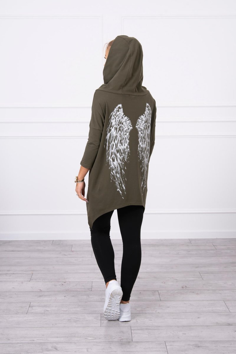 Tricou cu un imprimeu de aripi kaki
