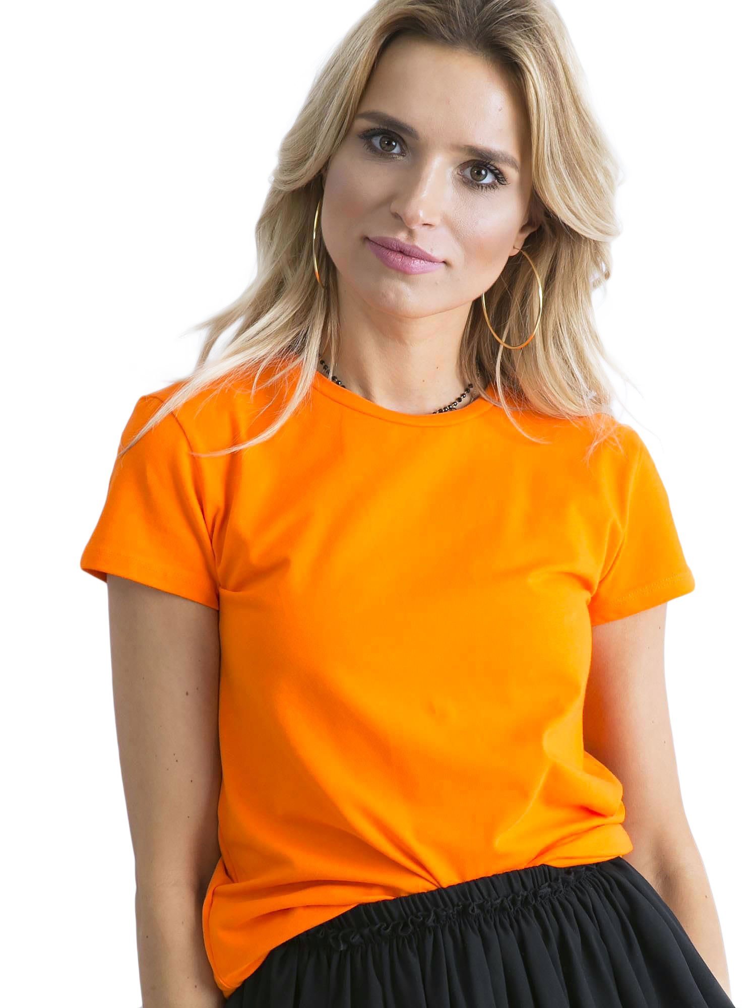 Levně Fluo oranžové dámské bavlněné tričko Peachy