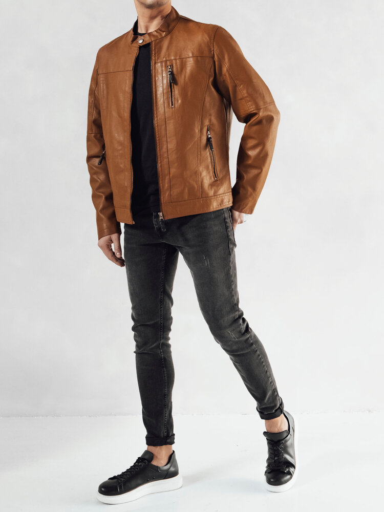 Men's Camel Leather Jacket Dstreet