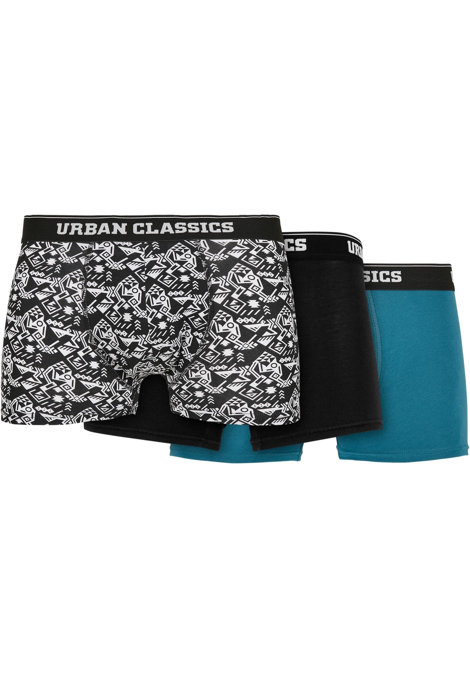 Organic Boxer Shorts 3-Pack Detail Aop/black/jasper