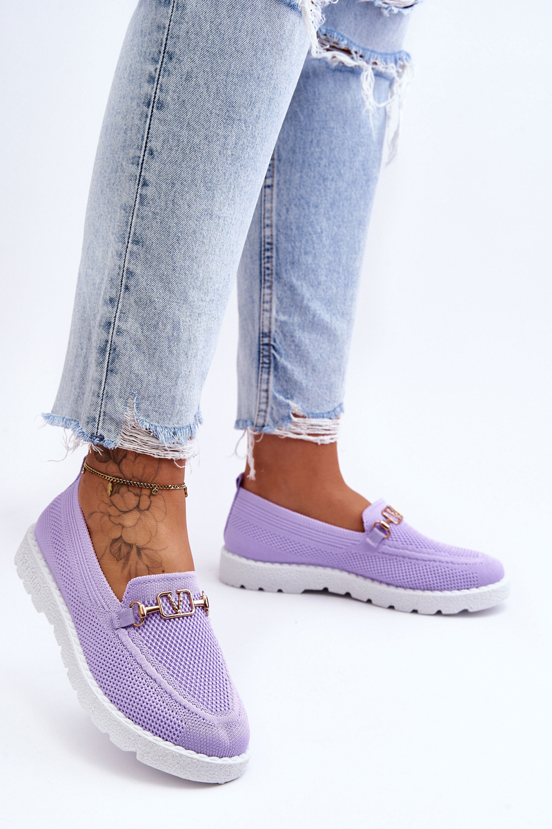 Women's slip-on sneakers with decoration purple Alena