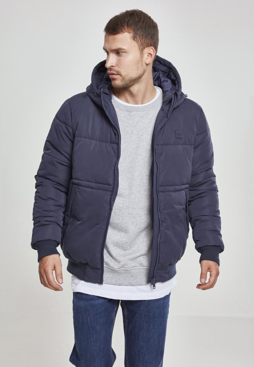 Hooded Peach Puffer Jacket Navy