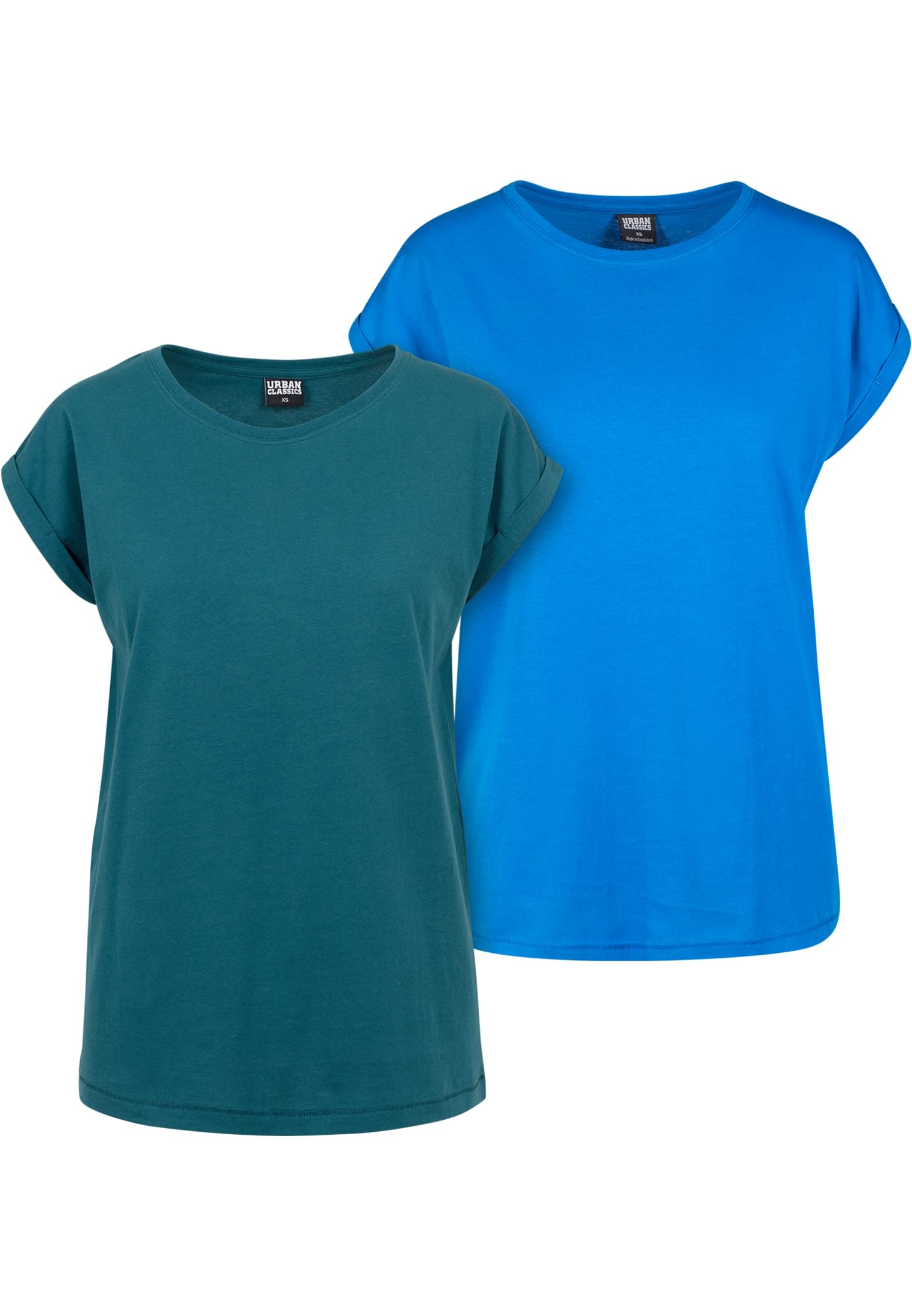 Women's T-shirt with extended shoulder 2-pack blue-green/light blue