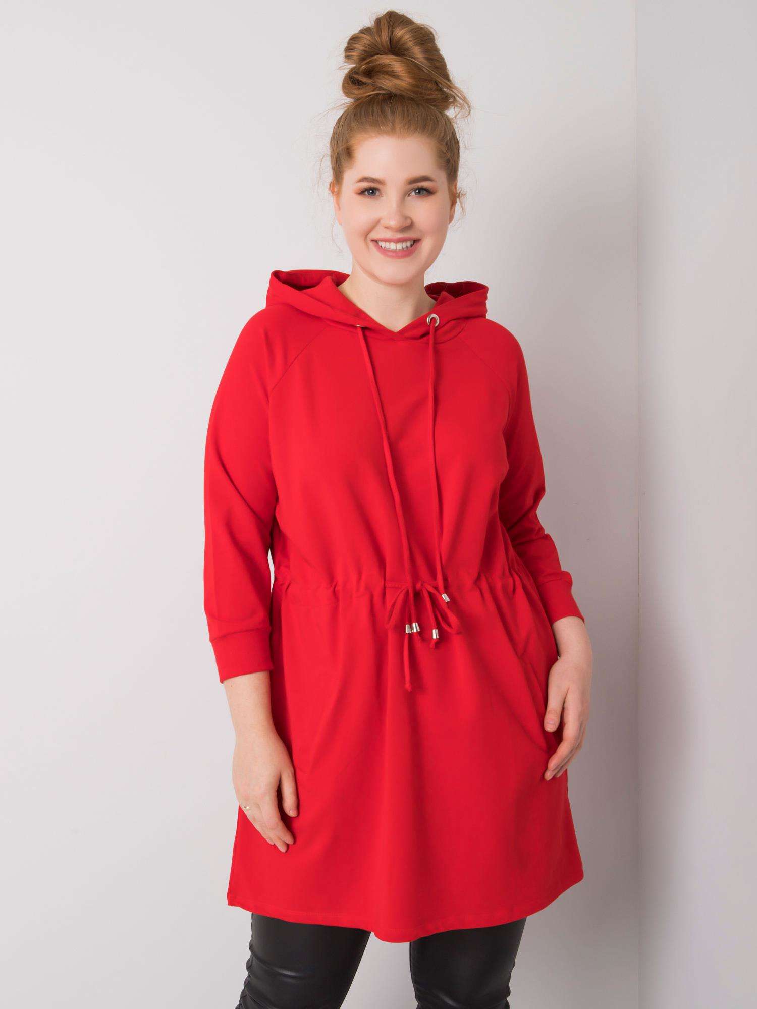 Long Red Hoodie Of Larger Size