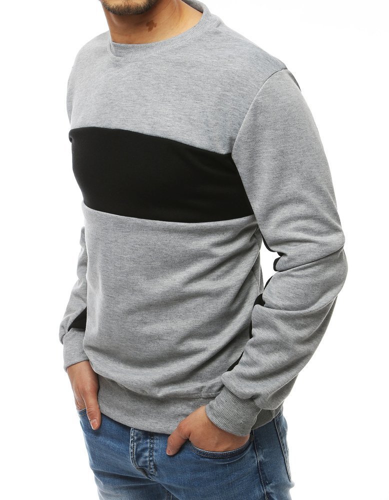 Light gray men's sweatshirt without hood BX4491