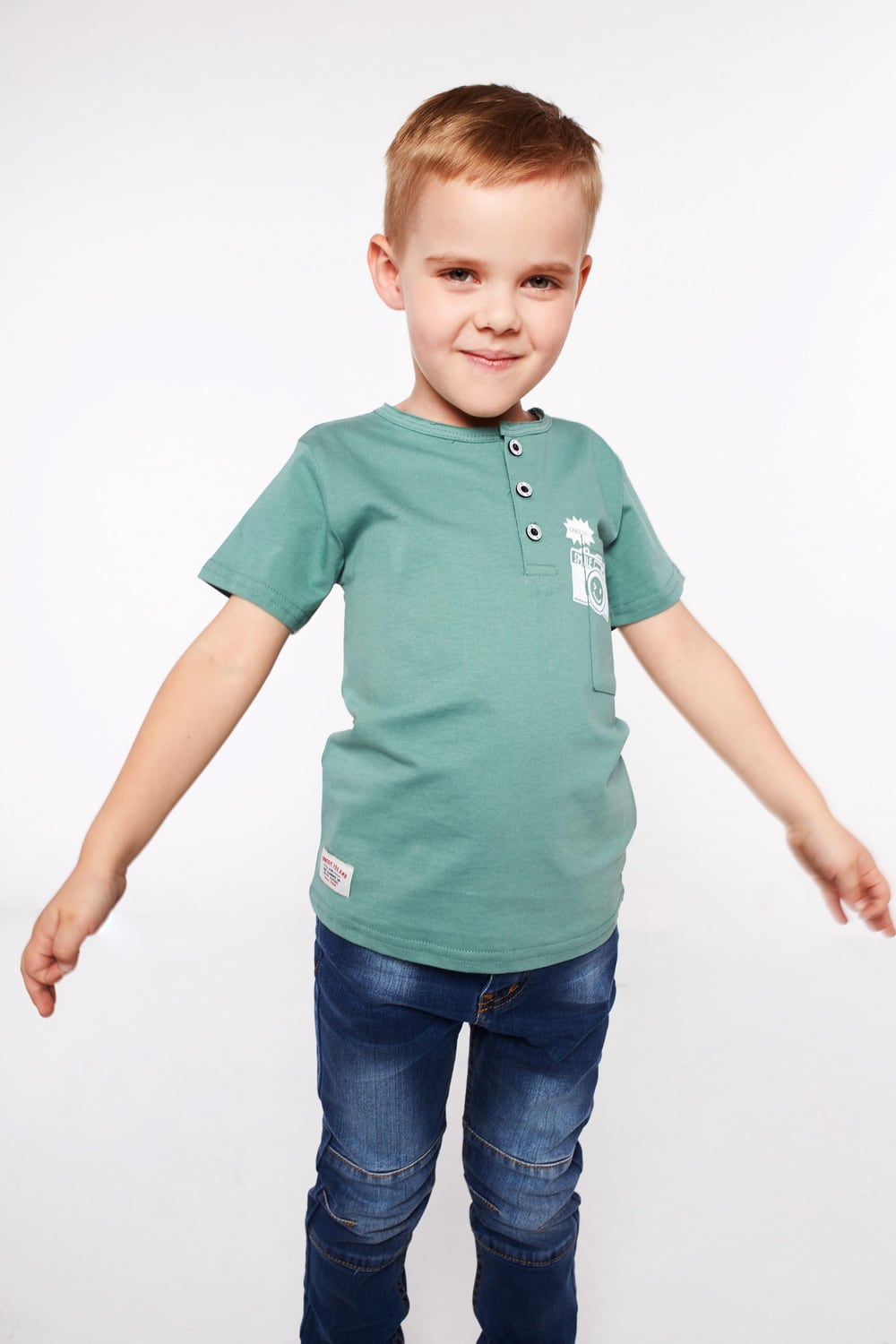 Boys' green button shirt