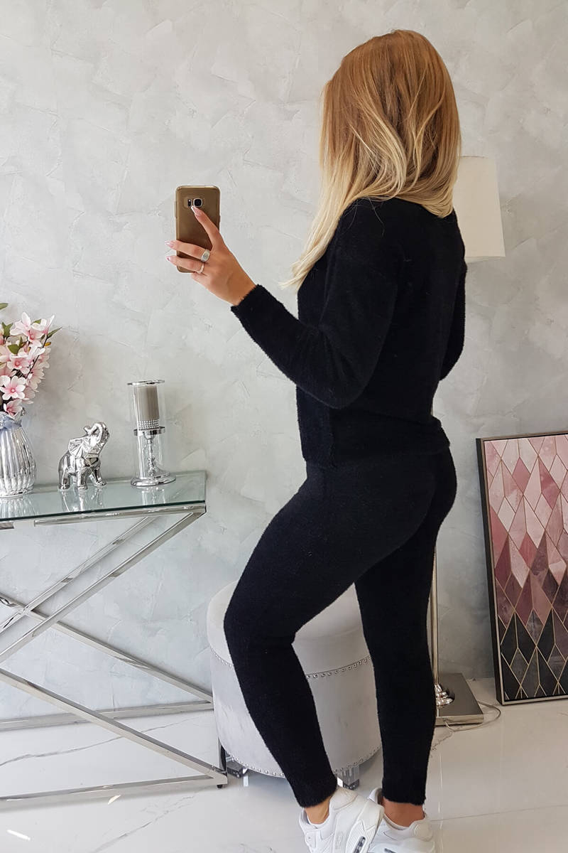 Pulover Alpaca set două piese negru