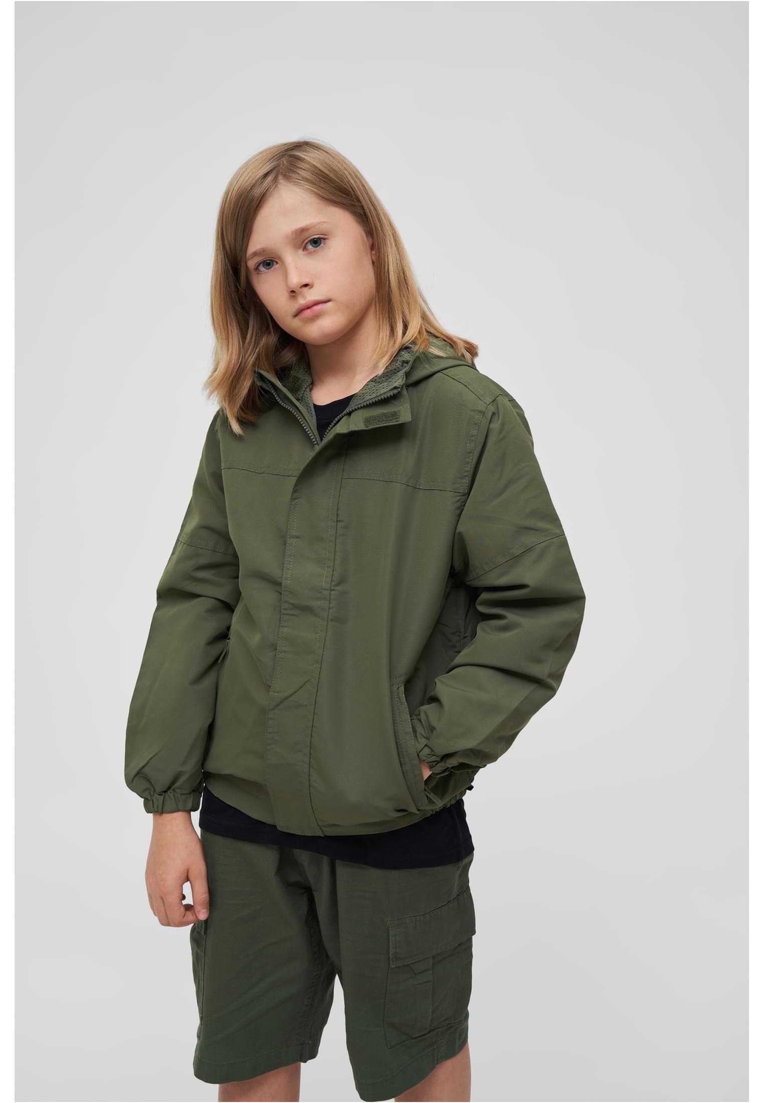 Children's Summer Windbreaker With Front Zipper Olive