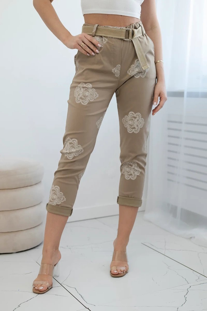 Printed Viscose Camel Trousers