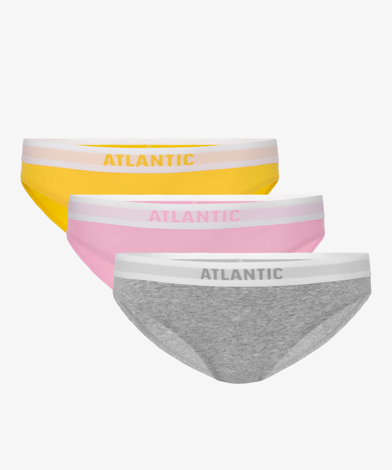 Women's Bikini Panties ATLANTIC 3Pack - Yellow/pink/light Gray