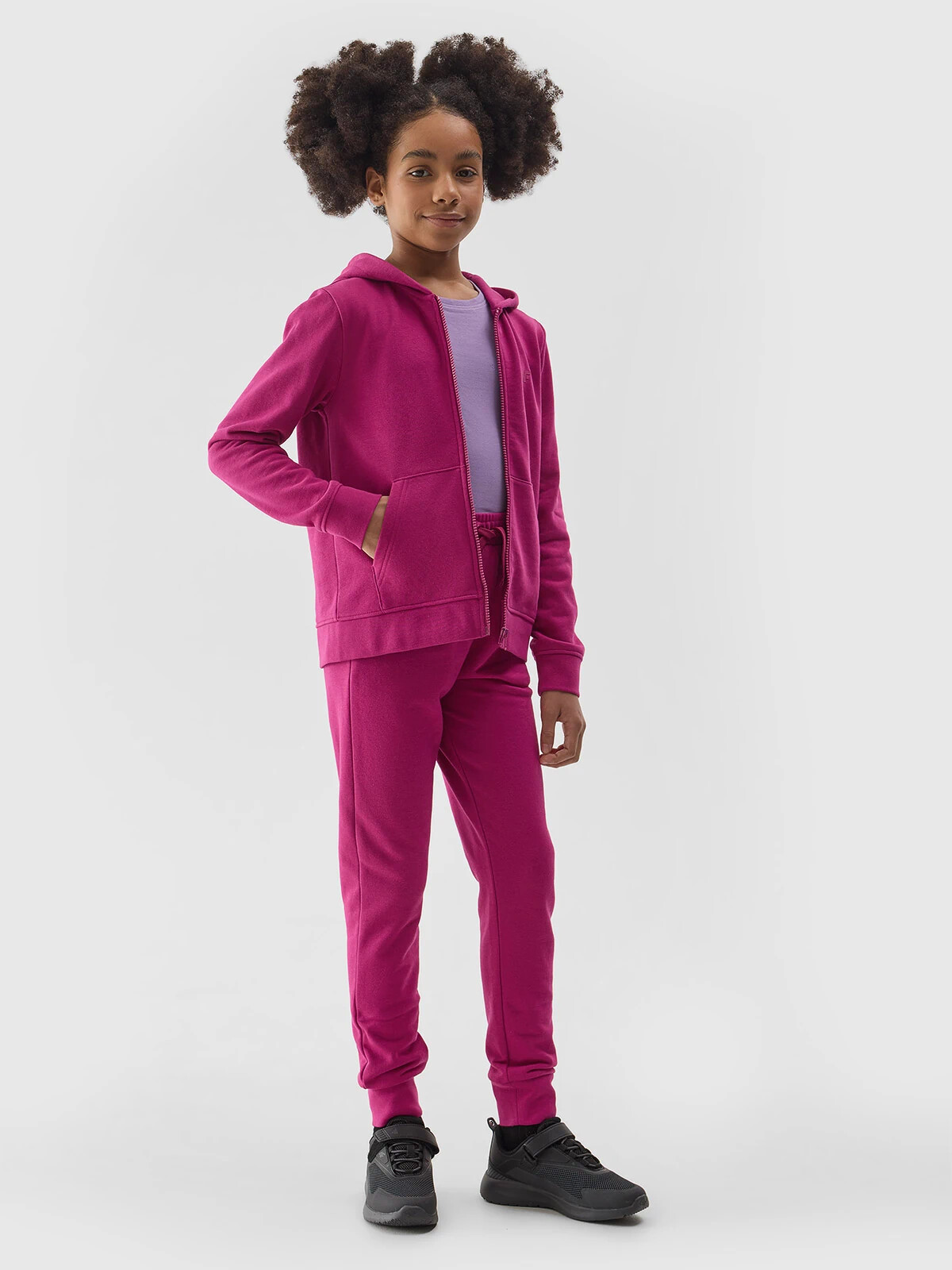 Girls&#039; Sweatshirt with Hoodie 4F - Pink