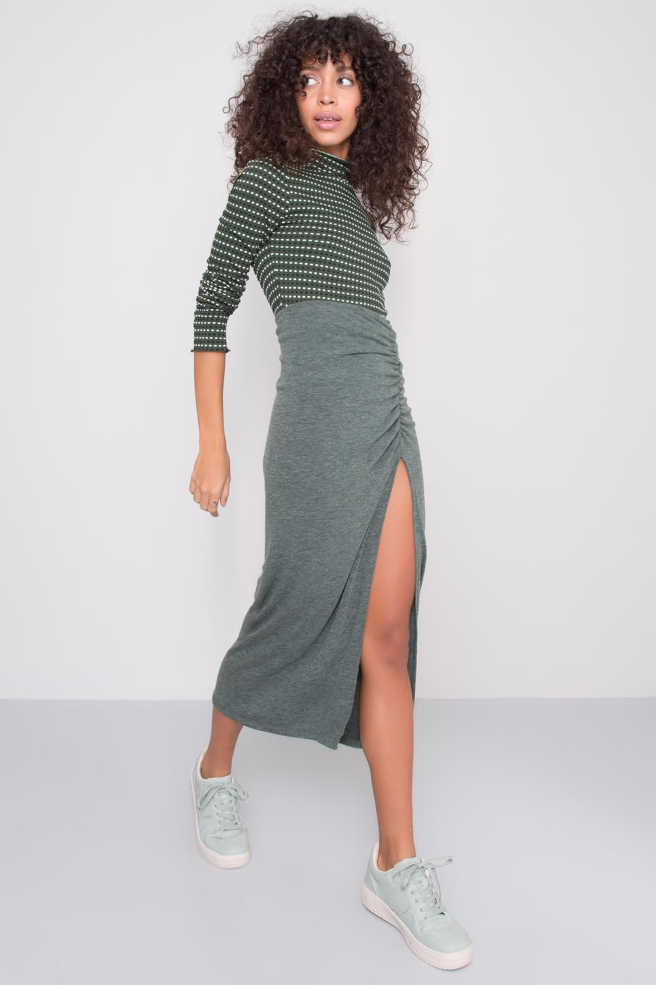 Green skirt with a BSL slit