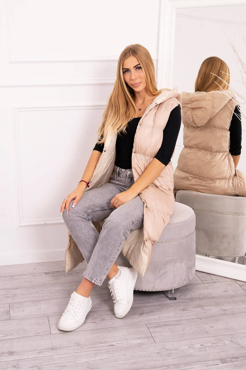 Quilted vest with hood beige